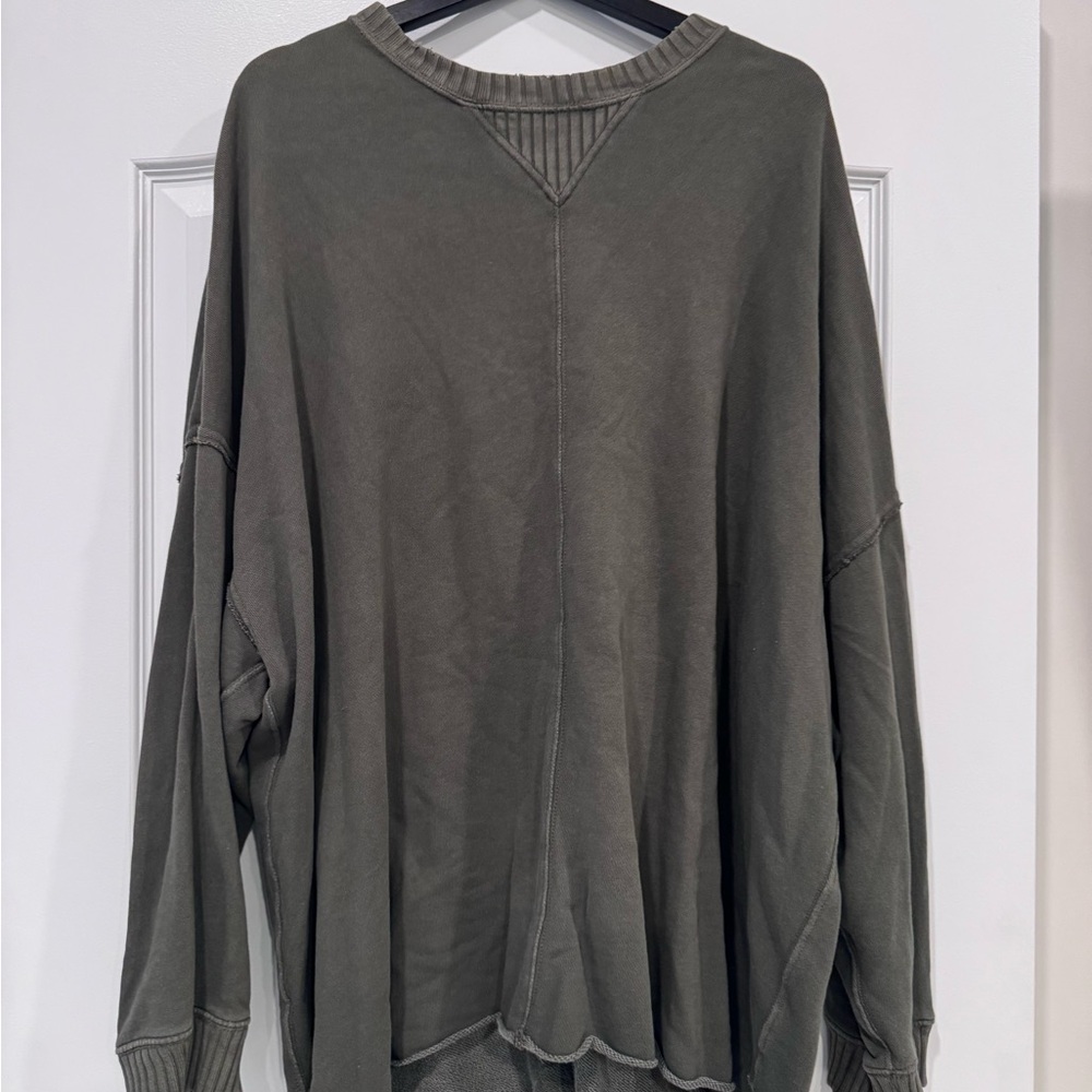 Aerie Big Chill Crew Sweatshirt Green Size XL